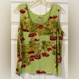 Tianello Green Floral Cropped Tank Top